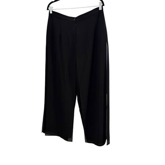 Joseph Ribkoff Classic Chiffon Overlay Black Flowy Pants Festive Holiday Party - Picture 6 of 11